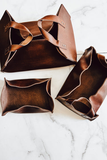 Leather Storage Bins